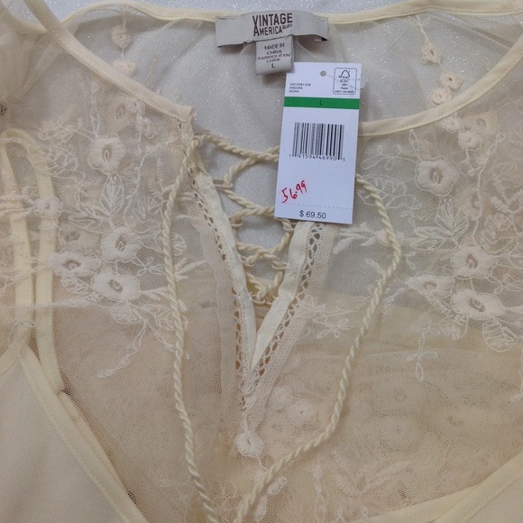 Vintage America-Boho Lace Blouse-Large-NWT - Picture 5 of 8